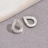 1 Pair Of Fashionable Elegant And Exquisite New Geometric Drop-Shaped Bottomless Rhinestone Stud Earrings For Ladies And Girls