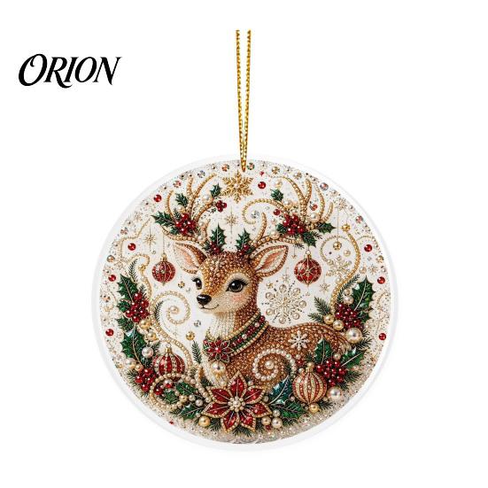 Outdoor Hanging Decor Christmas Acrylic Ornament, 2D Flat Double Side Printed Party Supplies Santa Snowman Pendant for Tree Window, Festive