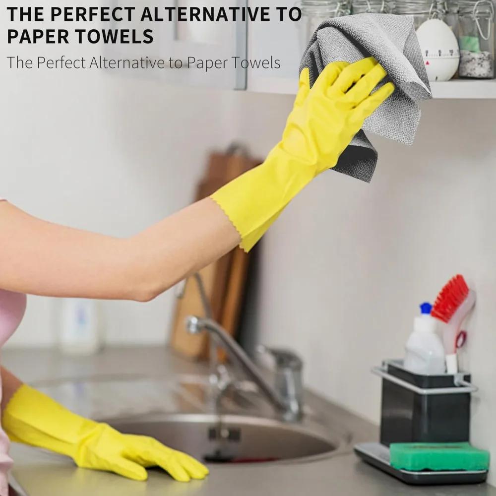 20PCS/roll Microfiber Towel Reusable Household Cleaning Cloth Non Stick Oil Tableware Cleaning Kitchen Towel Kitchen Accessories