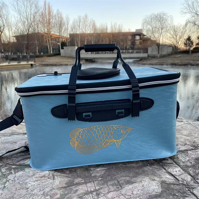 

1 шт. Портативное водонепроницаемое многоцелевое рыболовное ведро из ЭВА, складное ведро для рыбы, контейнер для живой рыбы для кемпинга и охоты 50cm-28cm-23cm чёрный