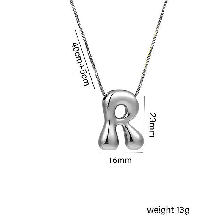 Charming Chubby Brass Polished 26-Letter Silver Pendant Necklace for Women