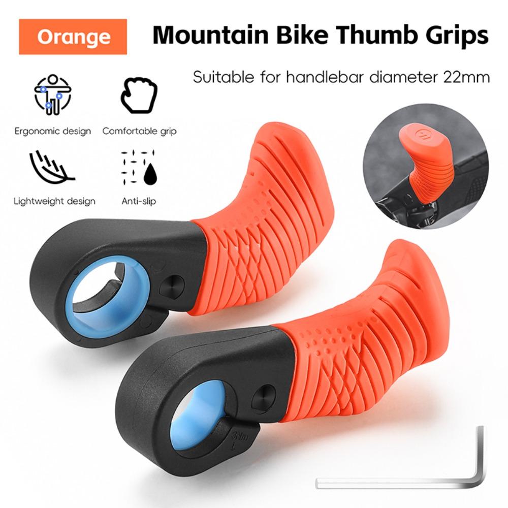 

1 Pair Ergonomic Bicycle Thumb Grips Anti-Slip Handlebar Rest Premium Auxiliary Handle Bike Riding помаранчевий