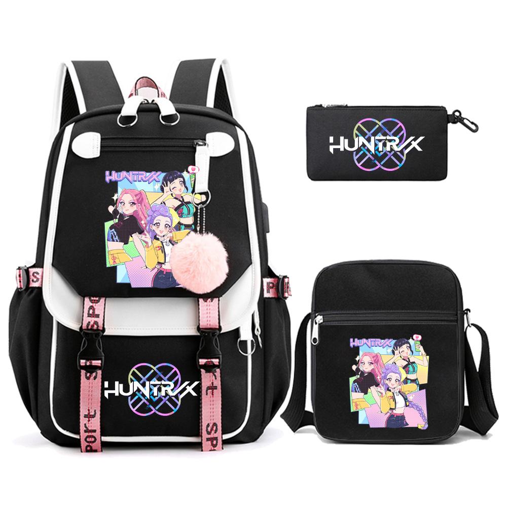3 Stück/Set Anime Cartoon Kpop Dämonenjäger Bedruckter Rucksack mit Umhängetasche für Teenager Schüler Mädchen Junge Schultasche Große Kapazität Reisetasche Kindergeschenk
