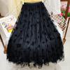 Butterfly Flocking Fairy Mesh Skirt Skirt Skirt Skirt Autumn and Winter Splicing Pleated Skirt Mid-length A-line Skirt