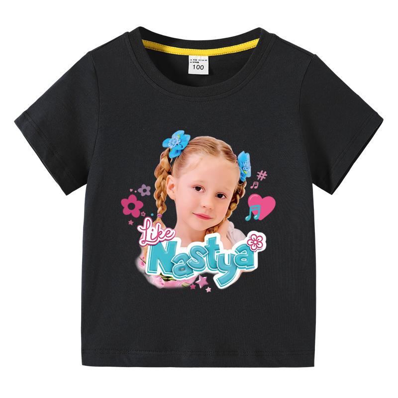 Children's Cute Nasteja Show Clothes Fun Cool Summer T-Shirt Children's Tops Girls' Clothing