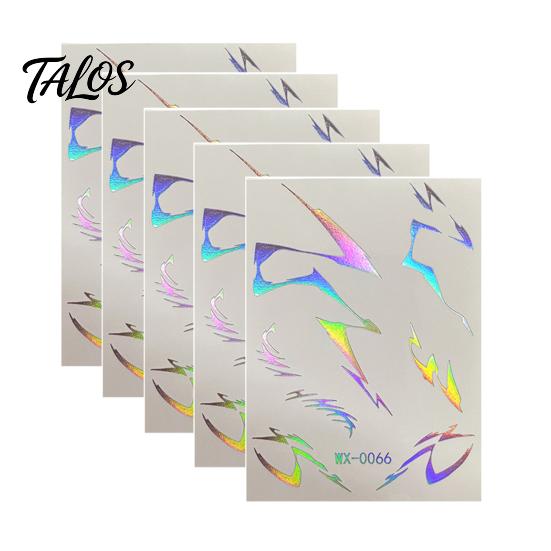 Talos 5 Sheets Holographic Lightning Tattoos, Waterproof Flash Temporary Stickers, Full Color Body Art for Festival Party