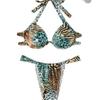 Europe And The United States Export Printed Bikini Swimsuit Steel Tray Sexy Split Triangle Backless Beach Vacation Swimsuit