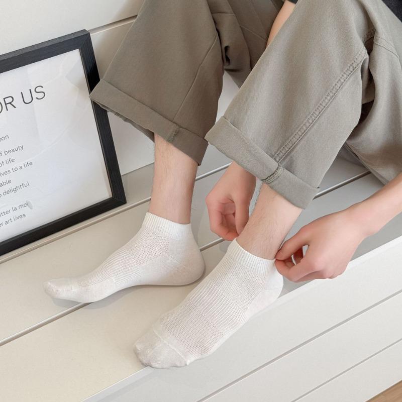 Men's Spring and Summer Mesh Breathable Waist Sports Solid Color Short Cotton Socks