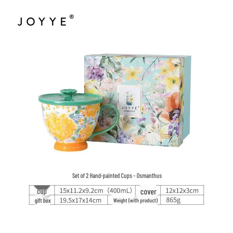 JOYYE Ceramic Hand-Painted Flower Mug 400ml