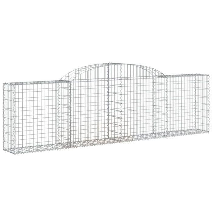 VidaXL Paniers à gabions arqués 11 pcs 300x30x80/100 cm fer galvanisé, gabion, cage de gabion, panier de mur de gabion, mur 3146512