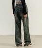 DAYCLOSET Denim Straight Medium Size Blue Women's Korean-Style Wide-Leg Pants, Fit, Vintage-Finish, Thickness, Spring, Autumn, Winter, Pants566, M,