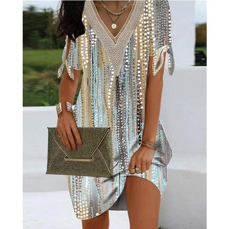 BITCED Fashion Summer Spring Short Sleeve V-Neck Casual Dresses