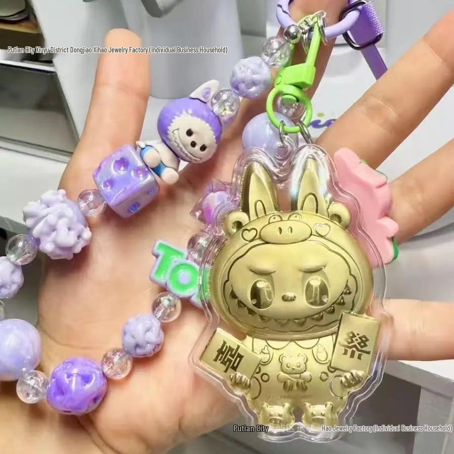 Trendy 999 Gold Keyring: Pull Cloth Pendant Mobile Phone Charm