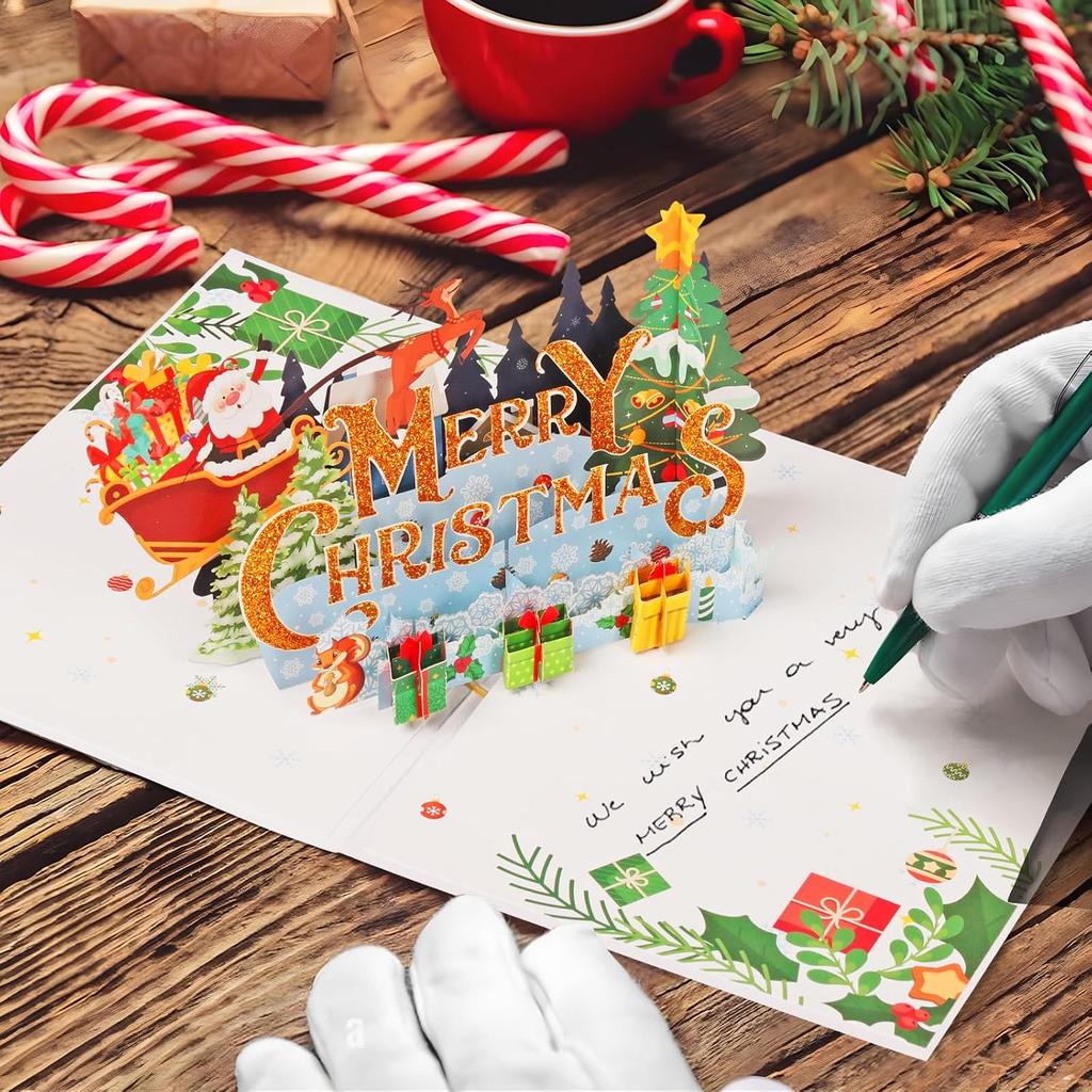 Merry Christmas Cards, Light Music Christmas Card, 3D Pop Up Xmas Card
