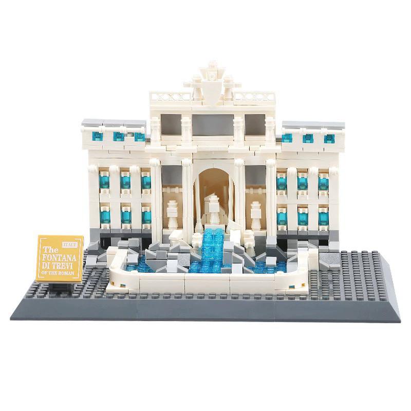 Non-Toxic 667Pcs Trevi Fountain Of Roman Fontana Di Trevi Building Blocks World Architecture Bricks Small Particle Assembly Bricks Model