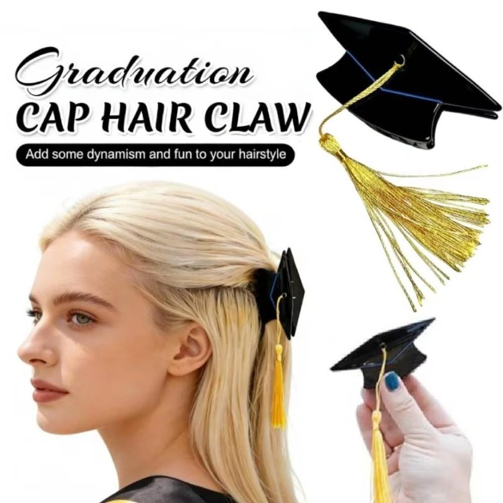 Creative Bachelor Hat Hairpin Yellow Tassels Commencement Hair Accessory  Graduation Season