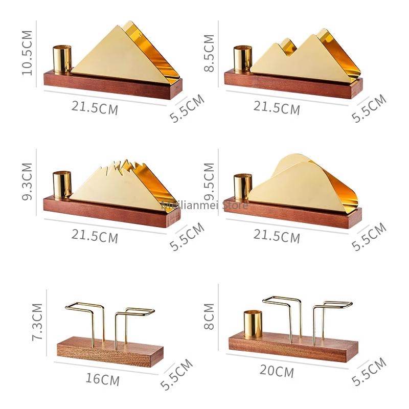 Stainless Steel Tissue Holder Toothpick Tube Gold-plated Napkin Storage Walnut Metal Napkin Rack Tableware Display Rack Gift