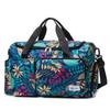 Oxford Fabric Travel Duffel Bag with Leaf Print Multiple Pockets Waterproof Gym Weekender Bag