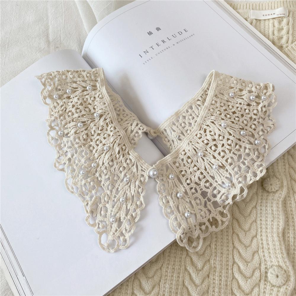 Fake Collars Shawl O-Neck Doll False Collar Shirt Women Hollow Crochet Lace Detachable Collar Clothes Accessories Faux Col