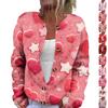 Women's Fashion Printed Long-Sleeved Knit Cardigan Button-Down Jacket