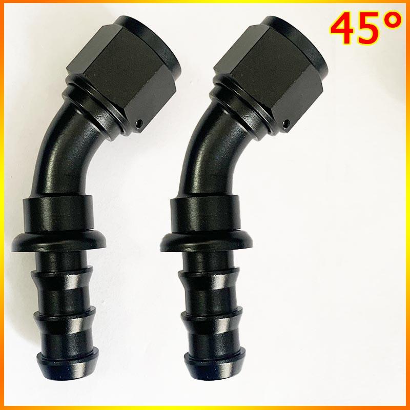 2Pcs Push-on Hose End Fittings AN4 AN6 AN8 AN10 AN12 Fuel Oil Cooler Hose Fitting 0 45 90 180 Degree Reusable Connection Adapter