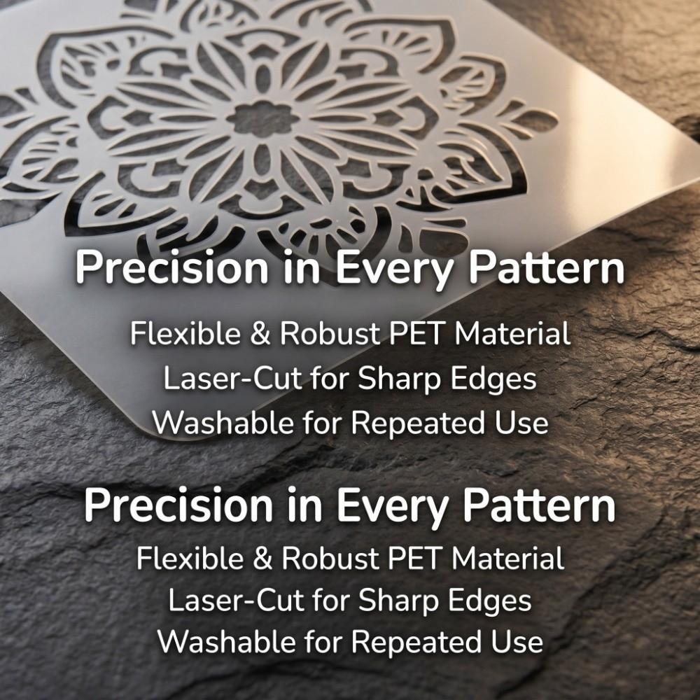24PCS clear carved patterns stone painting templates  daily pattern drafting creation
