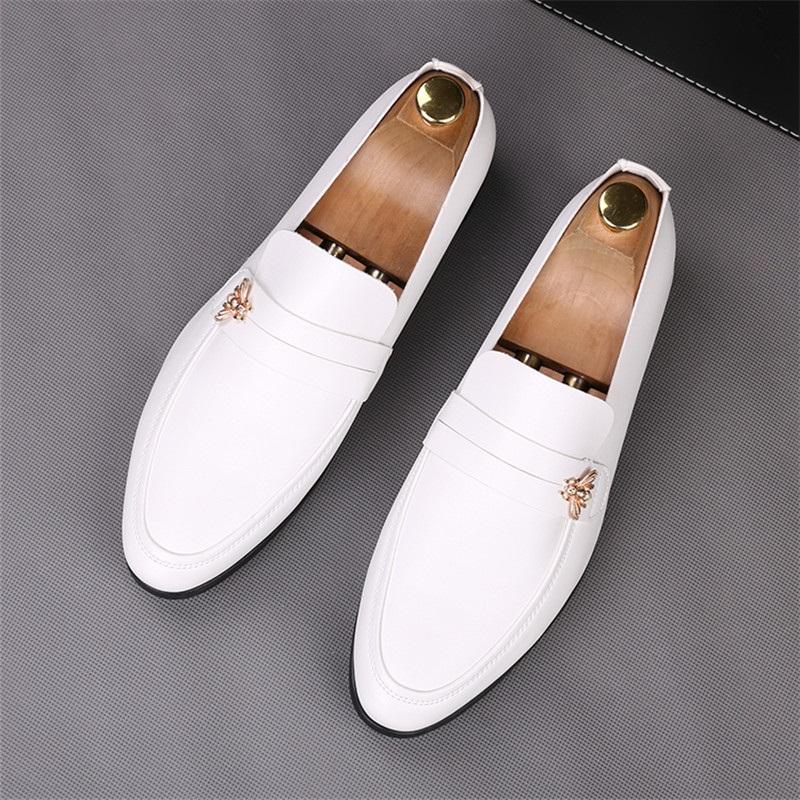 Fashion Fashion New Men's Black White Soft  Leather Flats Shoes Male Driving Loafers Homecoming Wedding Dress Zapatillas Hombre