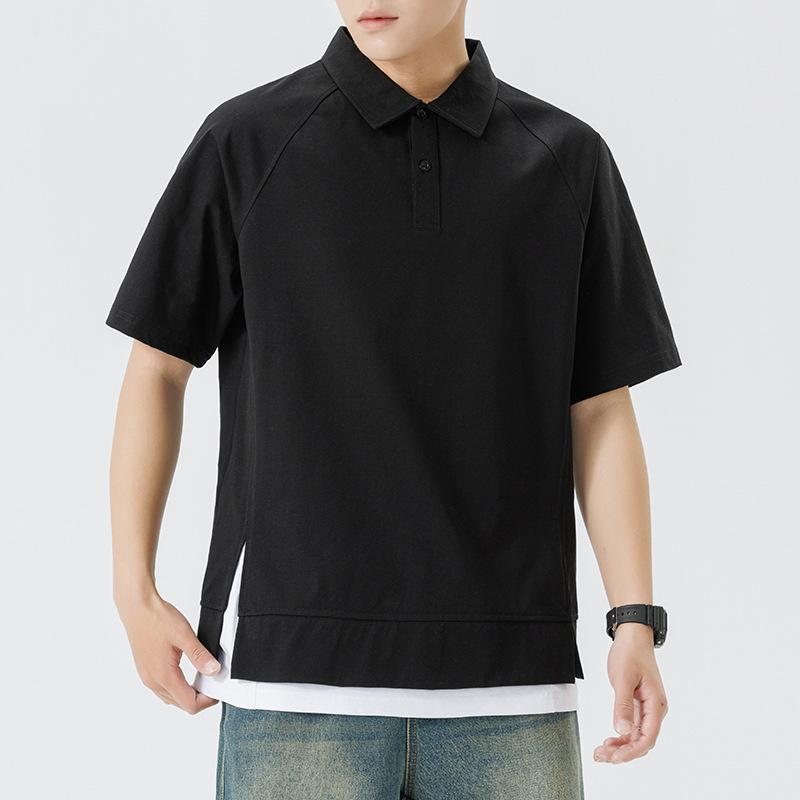 Summer Men's POLO Shirt Lapel Short Sleeve Fake Two Men's Lapel Thin Short Top
