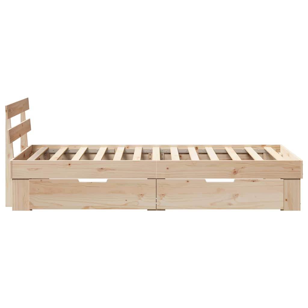 Natural Wooden Bed Frame with Headboard 75 x 190 cm Solid Pine Wood