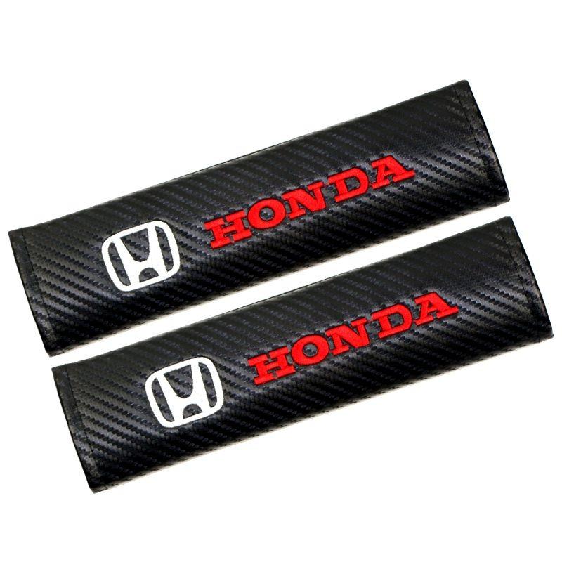 

2Pcs Carbon Fiber Leather Car Interior Seat Belt Cover Shoulder Pad For Honda Mugen Jazz Insight Freed Fit CRV Civic Accord City