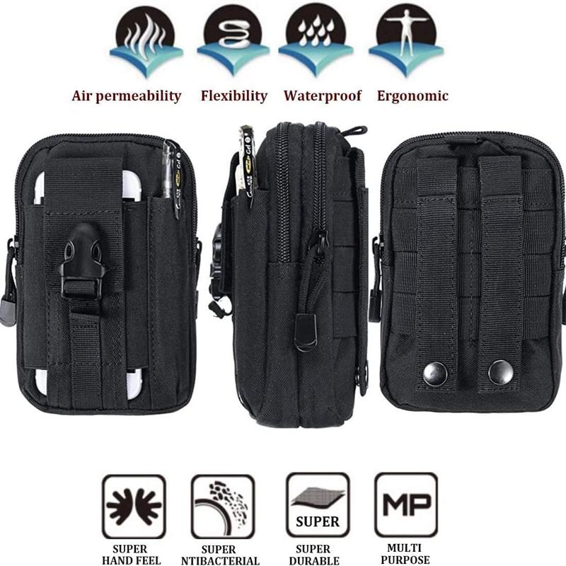 1 PCS Tactical Molle Pouch Waist Bag EDC Outdoor Gear Utility Belt Bag With Cell Phone Holder Gadget Pocket For Men Women