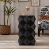 60CM Height Three-dimensional Embossed Pattern Design Retro Side Table Retro Wooden Nightstand Black,No Assembly Required
