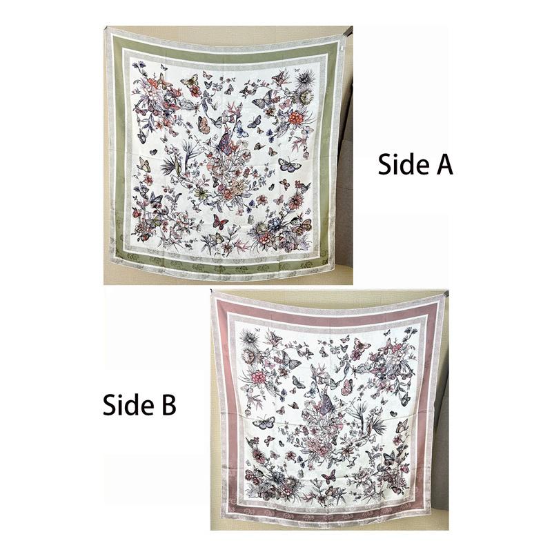 106*106cm 100% Maulbeerseide Hochwertiger doppelseitiger quadratischer Schal Schal Halstuch