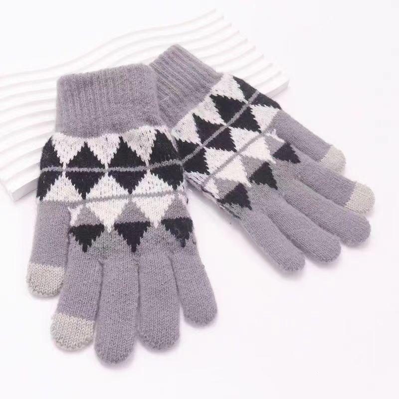 Winter Neu Warme Anti-Rutsch Verdickte Wollhandschuhe Gestrickte Mode Jacquard Handschuhe Bequem, Lässig und Vielseitig
