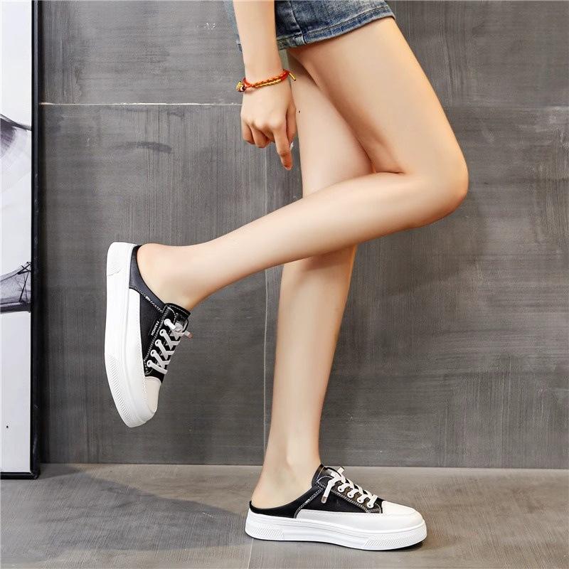 Half-towed little white shoes for women to wear outside the summer new thick-soled heightening lazy without heel bag head cool support casual shoes
