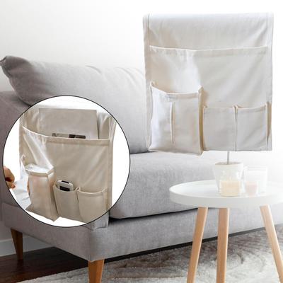 Sofa Armrest Organize Bedside Storage Holder Bag Easy Install White Gifts Couch Organizer Canvas for