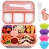 Set da 16 pezzi di portapranzo bento in plastica per studenti con scomparti adatti al microonde e stuzzicadenti per frutta