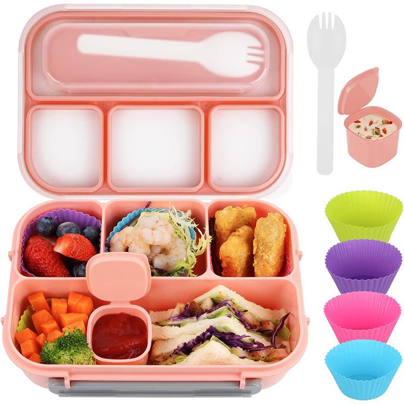 Set da 16 pezzi di portapranzo bento in plastica per studenti con scomparti adatti al microonde e stuzzicadenti per frutta