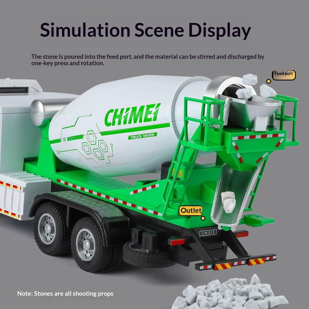 1/32 Scale Electric Concrete Mixer Truck Model Alloy Die Casting Can Model Real Work Children Toy Car Boy Gift