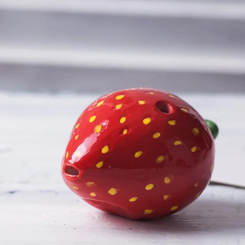 Strawberry Fruits Ocarina 6 Holes Creative Gradient Color Students Ceramics Handmade Ac Tone Orff Instruments For Beginners