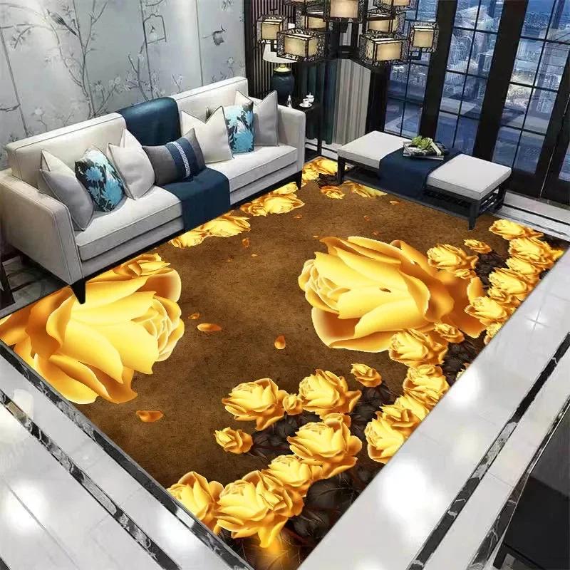 Home Decor Entrance Door Mat Flower Rose Pastoral 3D Print Carpet Living Room Rugs Soft Non-slip Floor Mat Carpet Bedroom Decor