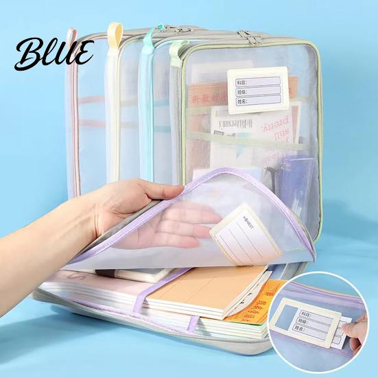 Organizzatore Documenti Leggero Busta con Zip in Rete Borsa per Documenti Formato A4 Letter 3 Scomparti Trasparente