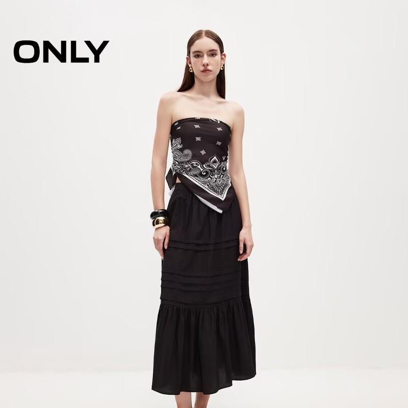 ONLY 2026 Summer Ruffle A-Line Midi Skirt L