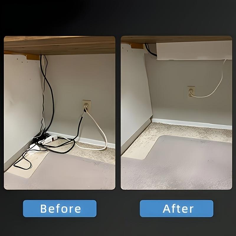 No-Drill Cord Organizer Box with Ventilation Slots - Sleek Black Under Desk Cable Management for Office & Home, Space-Saving Wire Holder for Chargers