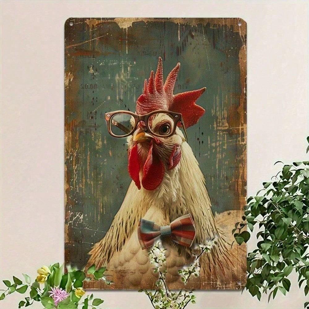 Rustic Farmhouse Rooster Metal Wall Art 12x8 Inch Humorous Home Decor Durable Aluminum Sign