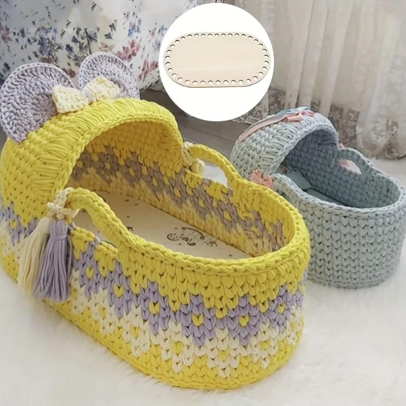 Set of 3 Wooden Crochet Basket Bottom, Oval, Wooden Bag Bottom, Suitable for DIY Weaving, Crochet Crafts and Home Decor Supplies