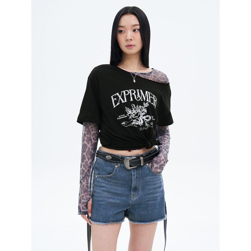8Seconds Loose Fit Off-Shoulder Graphic T-Shirt Black Black/M