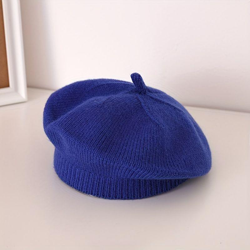Λουλούδι Baby Beret Καπέλο Χειμερινό Ζεστό πλεκτό καπέλο Beanie για βρέφη κοριτσάκια Κορεάτικη Πριγκίπισσα νηπίων Καλλιτέχνης Μονόχρωμα καπέλα ζωγραφικής