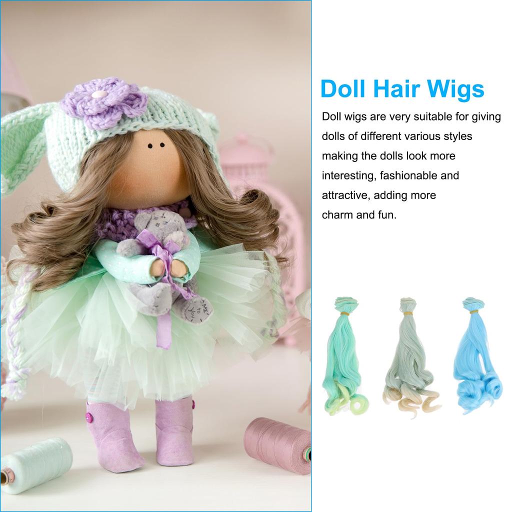 PATIKIL 20cm Doll Wig Set of 6, High-Temperature Silk Curly Wig, Doll Hair Styling Kit, DIY Handmade Accessory, Multicolor