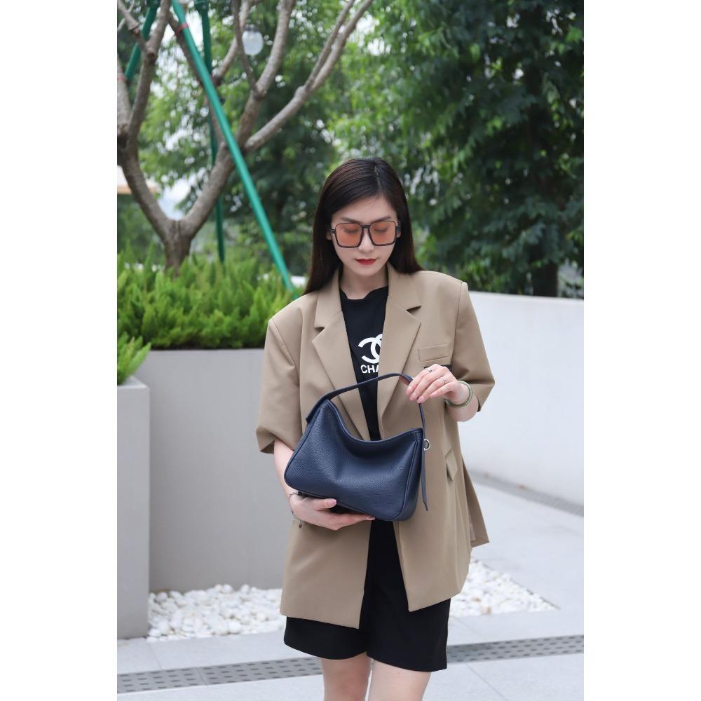 Bag Genuine Leather Women's Niche High-end Feeling Boston Large Capacity Soft Casual Crossbody Tote